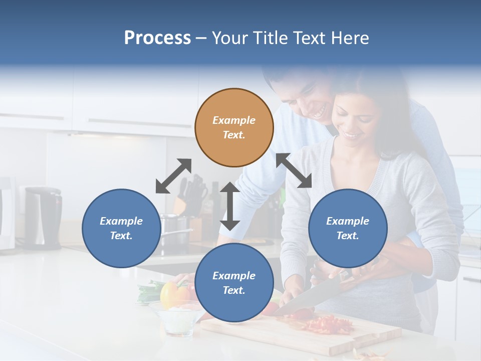 A Man And A Woman Cutting Vegetables On A Cutting Board PowerPoint Template