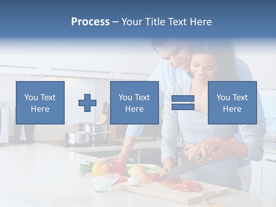A Man And A Woman Cutting Vegetables On A Cutting Board PowerPoint Template