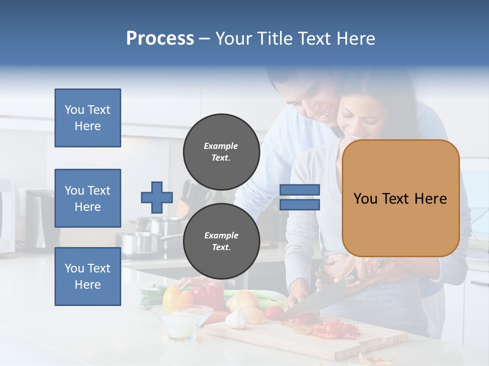 A Man And A Woman Cutting Vegetables On A Cutting Board PowerPoint Template
