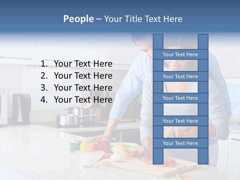 A Man And A Woman Cutting Vegetables On A Cutting Board PowerPoint Template