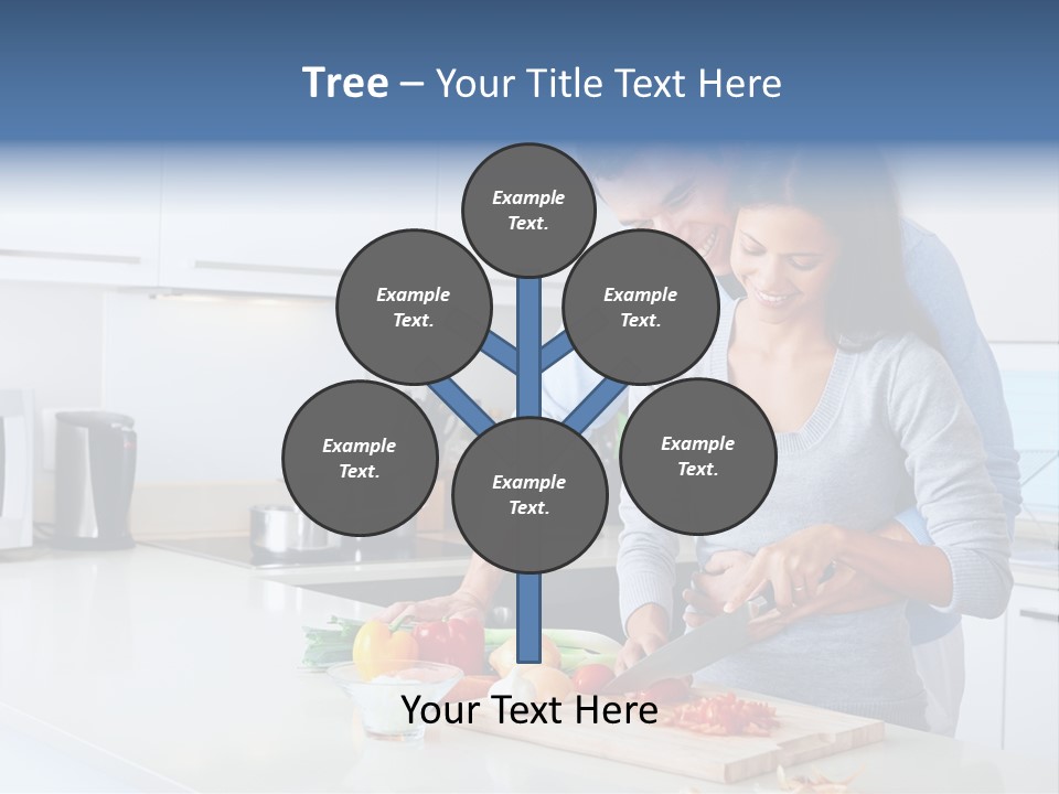 A Man And A Woman Cutting Vegetables On A Cutting Board PowerPoint Template