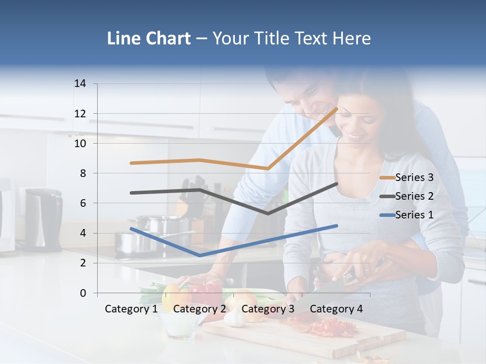 A Man And A Woman Cutting Vegetables On A Cutting Board PowerPoint Template
