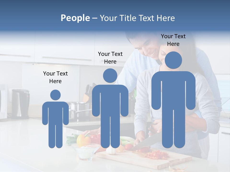 A Man And A Woman Cutting Vegetables On A Cutting Board PowerPoint Template