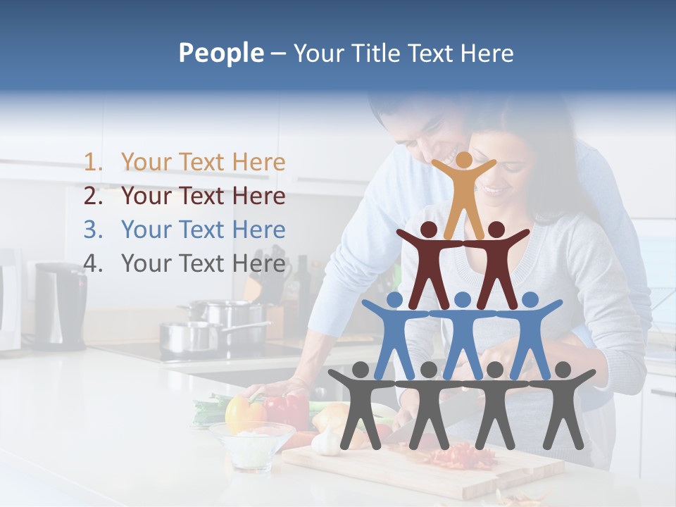 A Man And A Woman Cutting Vegetables On A Cutting Board PowerPoint Template