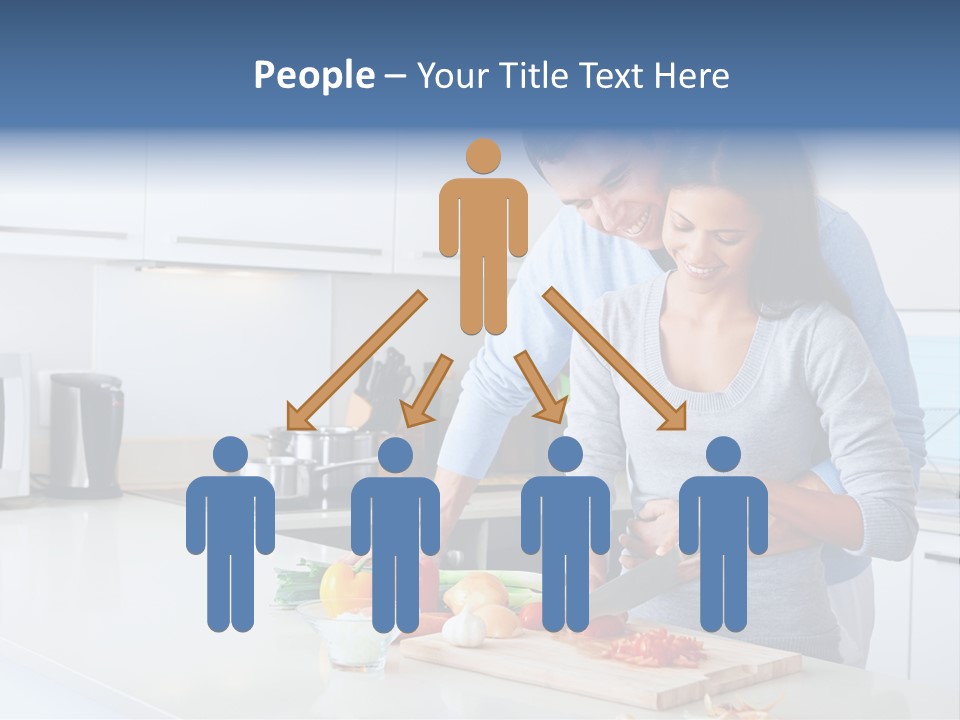 A Man And A Woman Cutting Vegetables On A Cutting Board PowerPoint Template