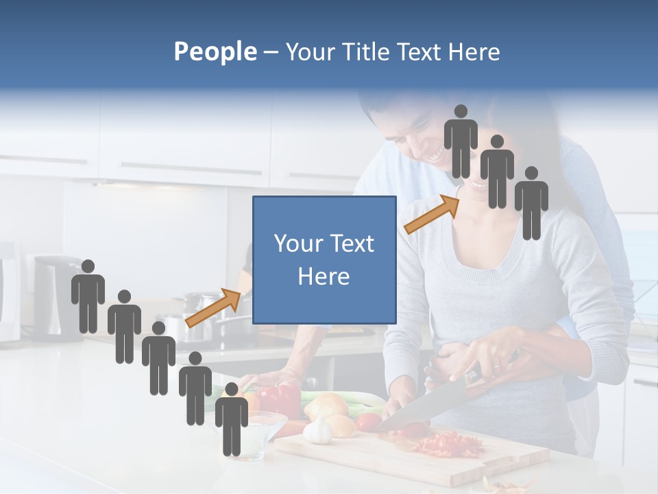 A Man And A Woman Cutting Vegetables On A Cutting Board PowerPoint Template
