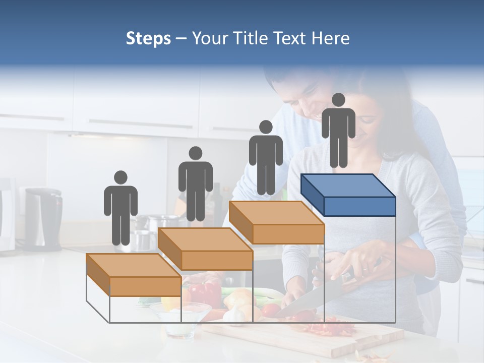 A Man And A Woman Cutting Vegetables On A Cutting Board PowerPoint Template