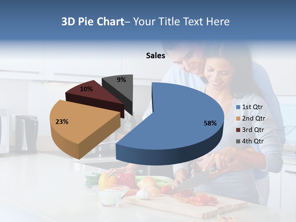 A Man And A Woman Cutting Vegetables On A Cutting Board PowerPoint Template