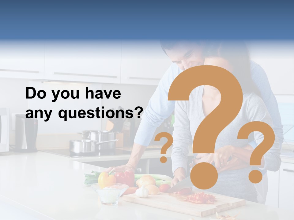 A Man And A Woman Cutting Vegetables On A Cutting Board PowerPoint Template