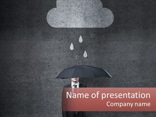 A Man In A Suit Holding A Black Umbrella PowerPoint Template