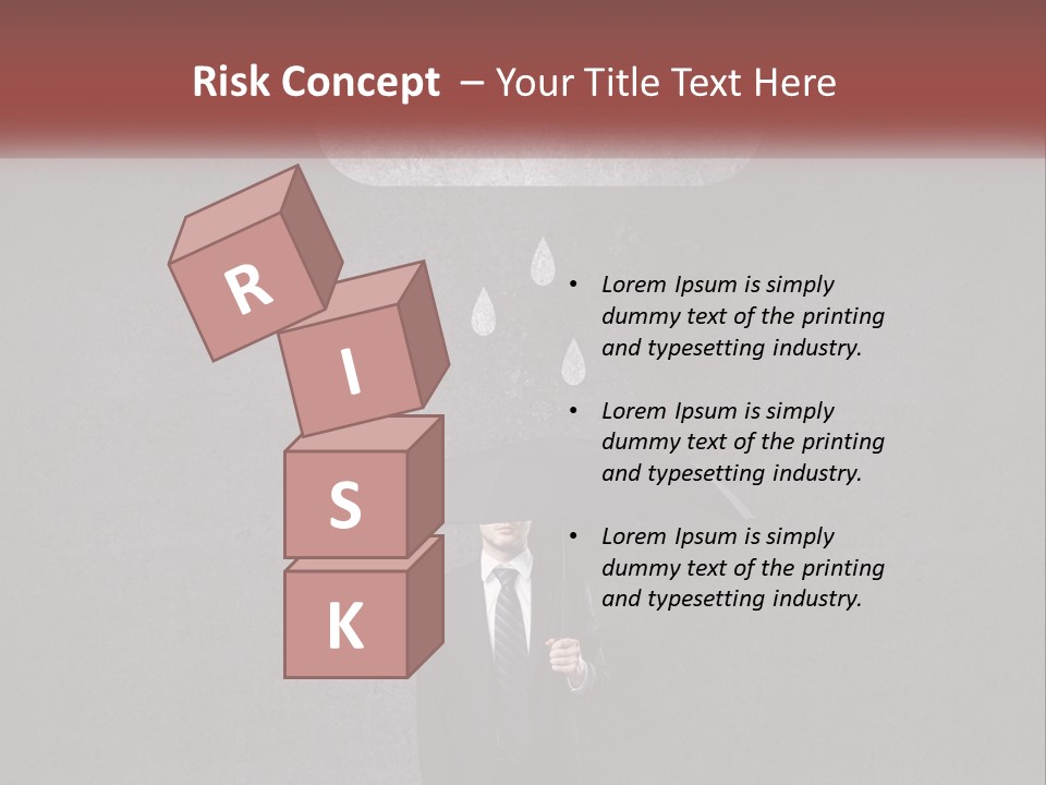 A Man In A Suit Holding A Black Umbrella PowerPoint Template