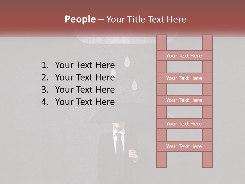A Man In A Suit Holding A Black Umbrella PowerPoint Template
