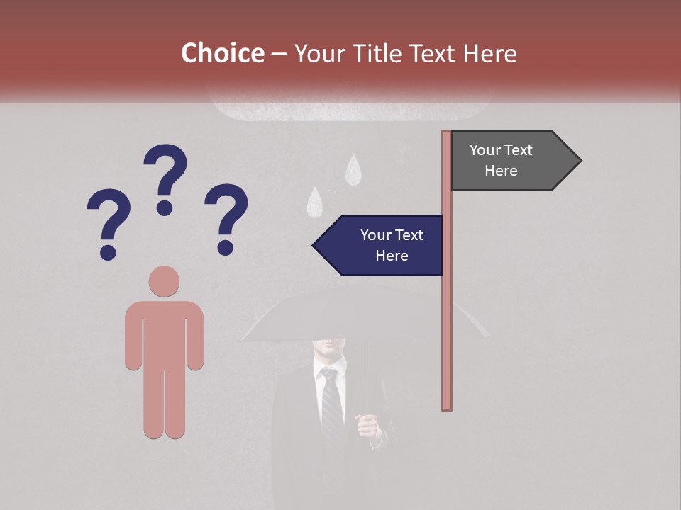 A Man In A Suit Holding A Black Umbrella PowerPoint Template