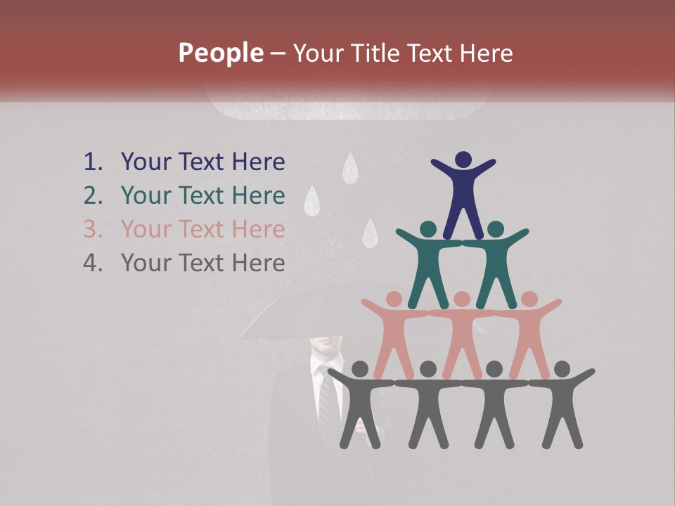 A Man In A Suit Holding A Black Umbrella PowerPoint Template