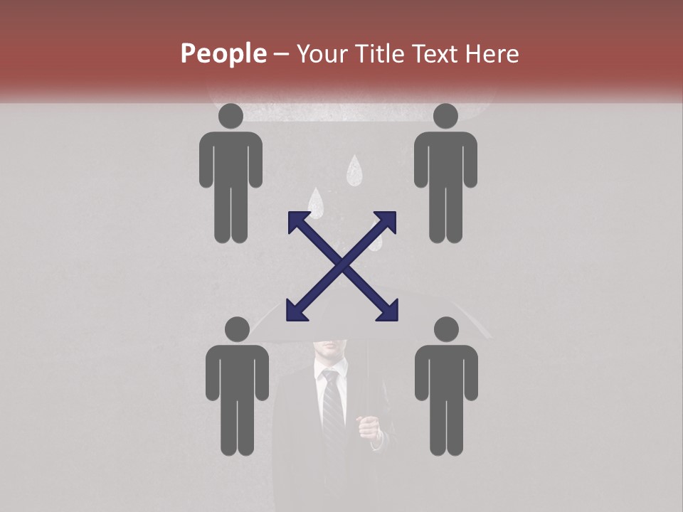 A Man In A Suit Holding A Black Umbrella PowerPoint Template