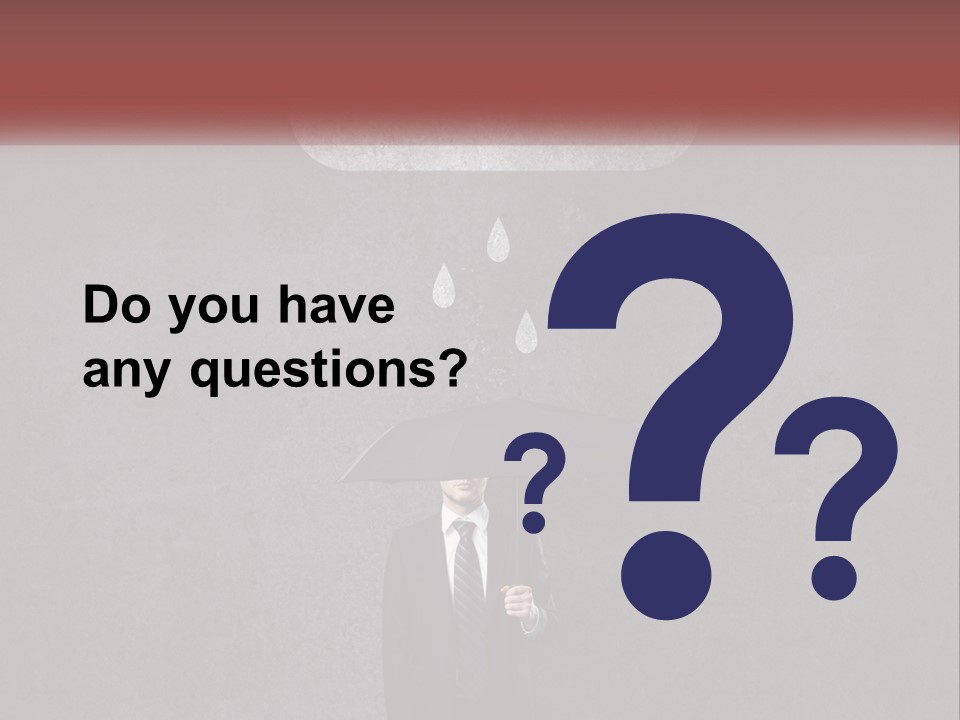 A Man In A Suit Holding A Black Umbrella PowerPoint Template