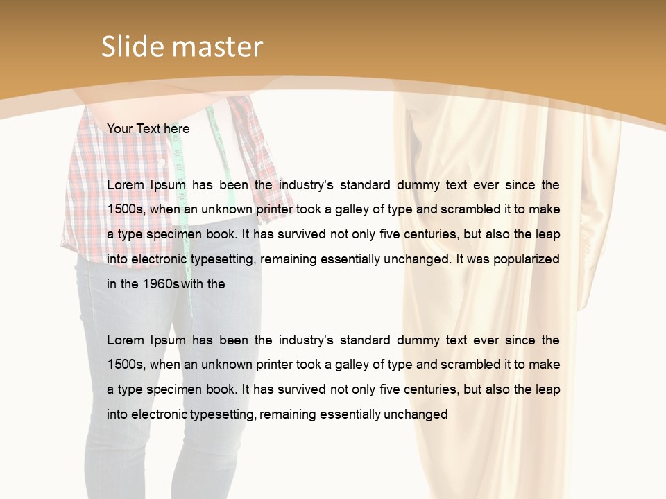 A Woman Standing Next To A Dress On A Mannequin PowerPoint Template