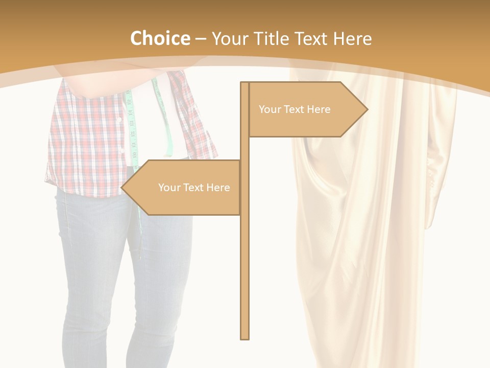A Woman Standing Next To A Dress On A Mannequin PowerPoint Template