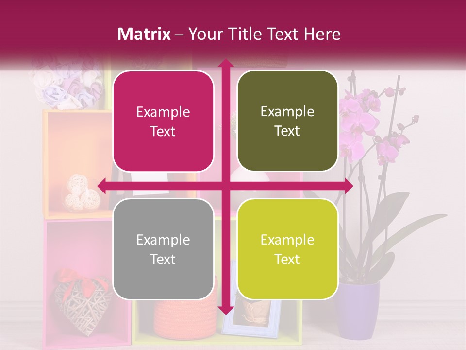 A Colorful Shelf With Flowers And A Vase On Top Of It PowerPoint Template