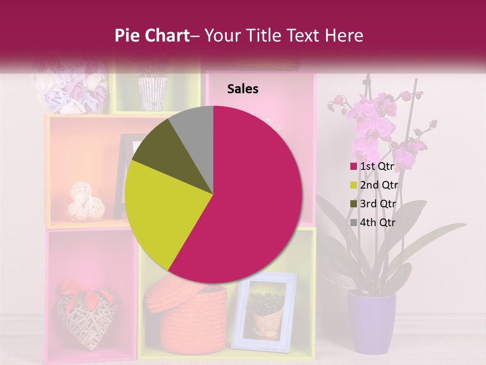 A Colorful Shelf With Flowers And A Vase On Top Of It PowerPoint Template