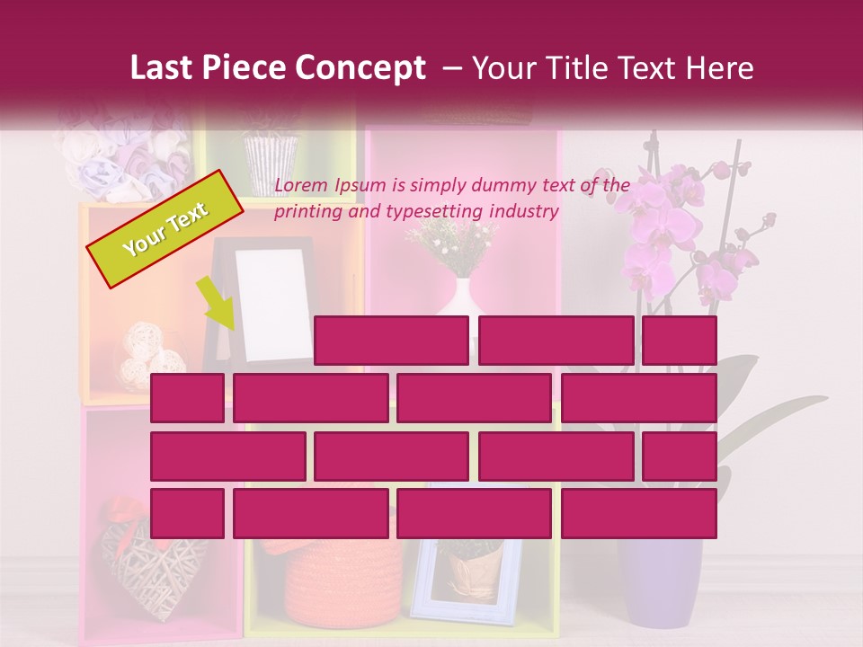 A Colorful Shelf With Flowers And A Vase On Top Of It PowerPoint Template