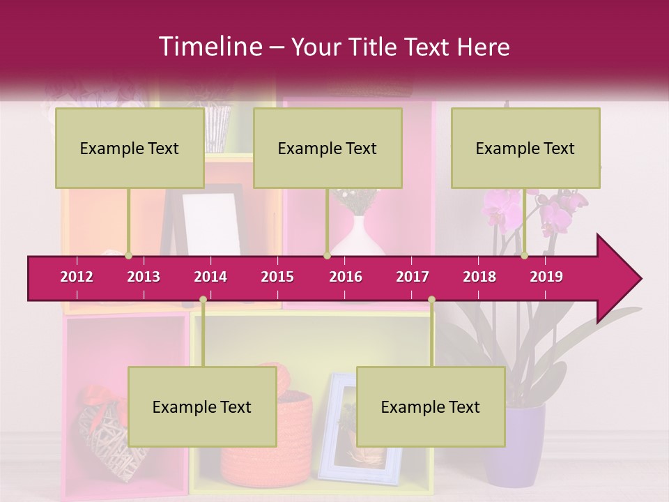 A Colorful Shelf With Flowers And A Vase On Top Of It PowerPoint Template