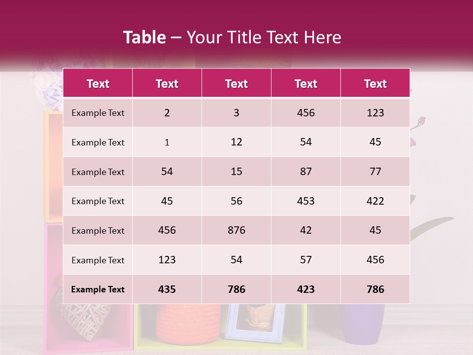 A Colorful Shelf With Flowers And A Vase On Top Of It PowerPoint Template