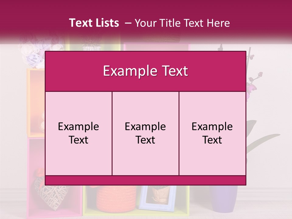 A Colorful Shelf With Flowers And A Vase On Top Of It PowerPoint Template
