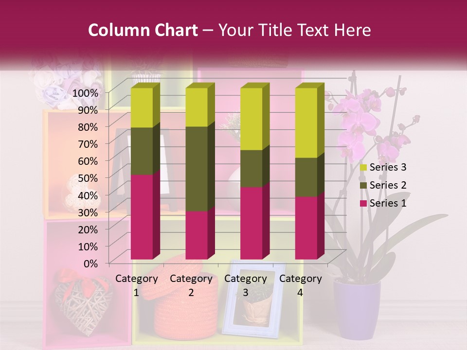 A Colorful Shelf With Flowers And A Vase On Top Of It PowerPoint Template