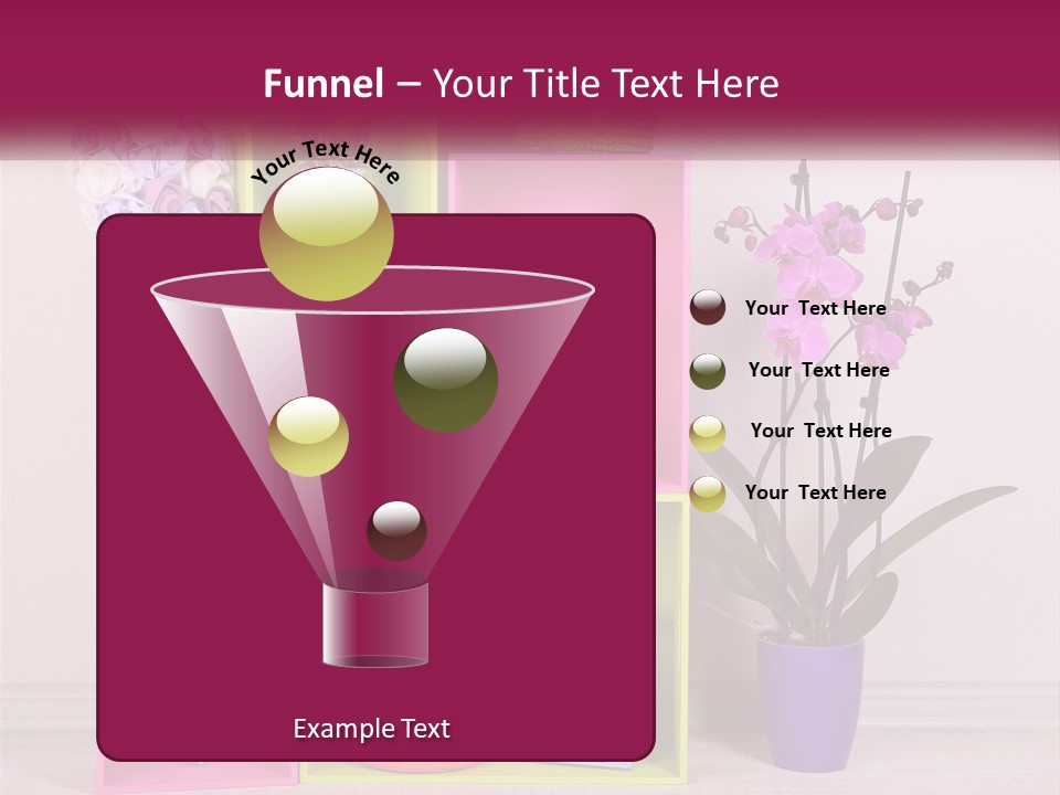 A Colorful Shelf With Flowers And A Vase On Top Of It PowerPoint Template