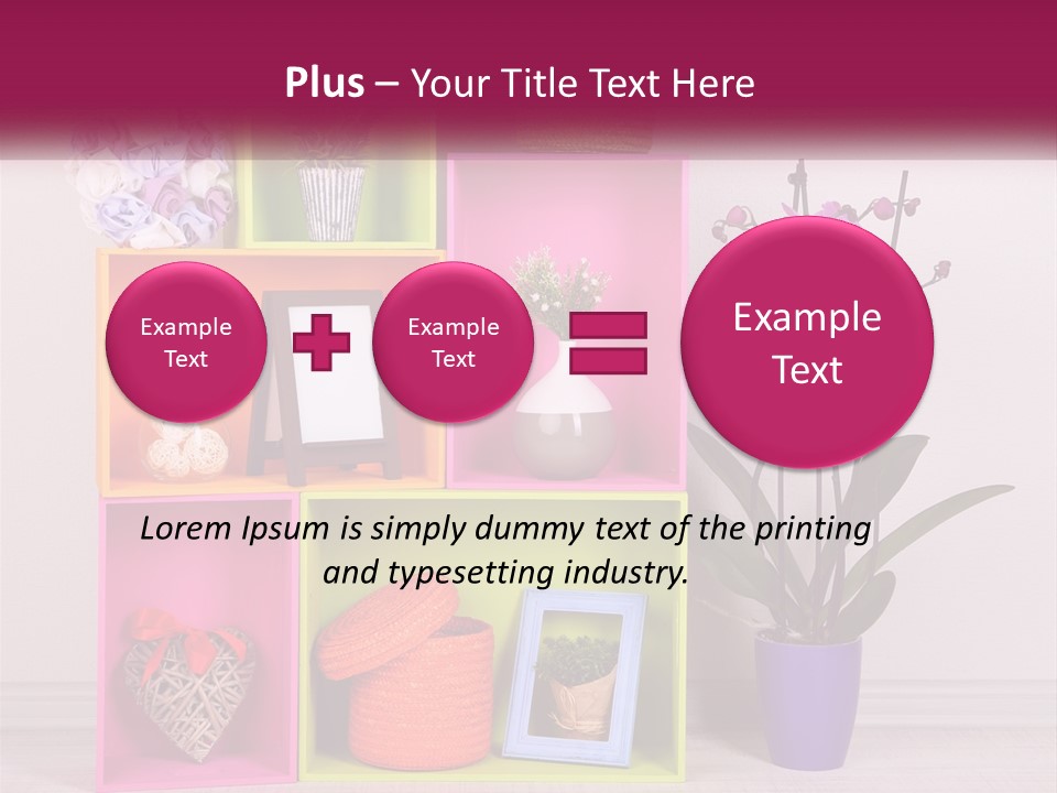 A Colorful Shelf With Flowers And A Vase On Top Of It PowerPoint Template