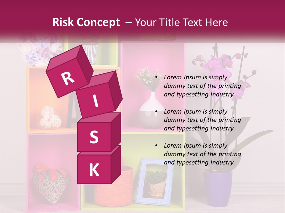 A Colorful Shelf With Flowers And A Vase On Top Of It PowerPoint Template