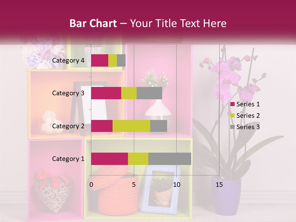 A Colorful Shelf With Flowers And A Vase On Top Of It PowerPoint Template