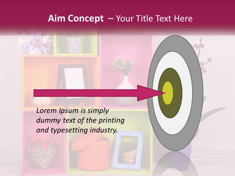 A Colorful Shelf With Flowers And A Vase On Top Of It PowerPoint Template