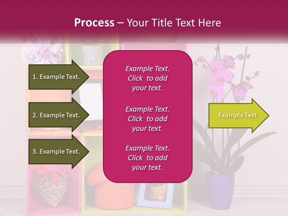 A Colorful Shelf With Flowers And A Vase On Top Of It PowerPoint Template
