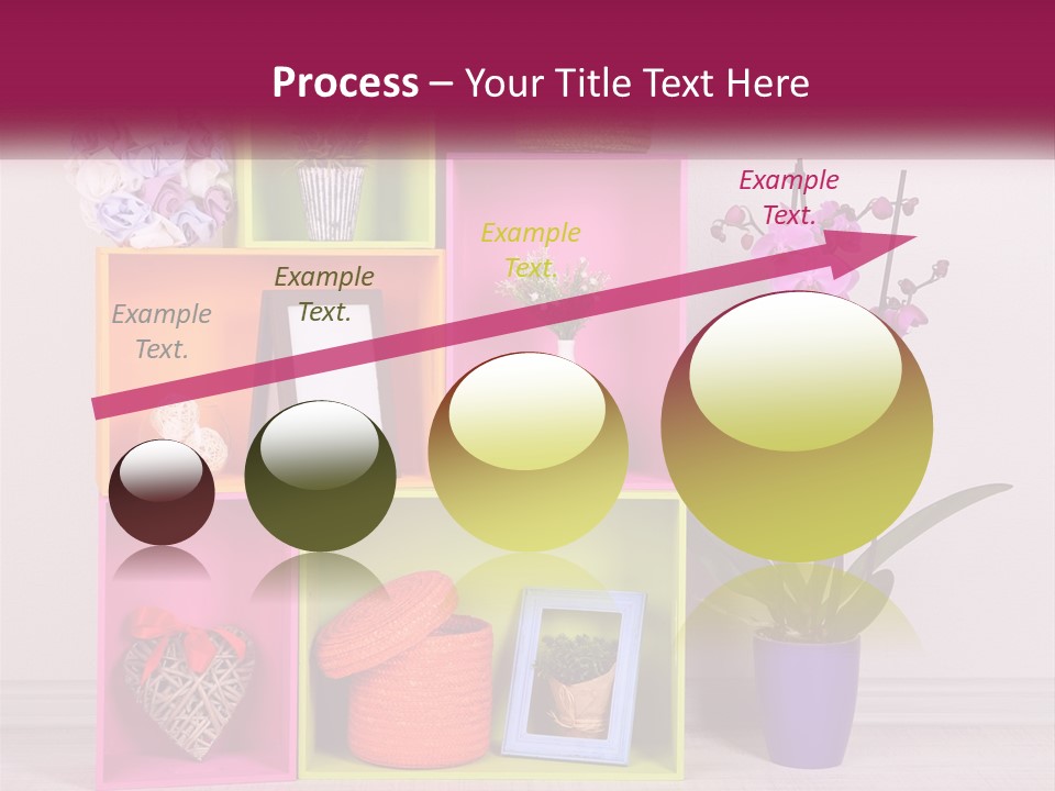 A Colorful Shelf With Flowers And A Vase On Top Of It PowerPoint Template