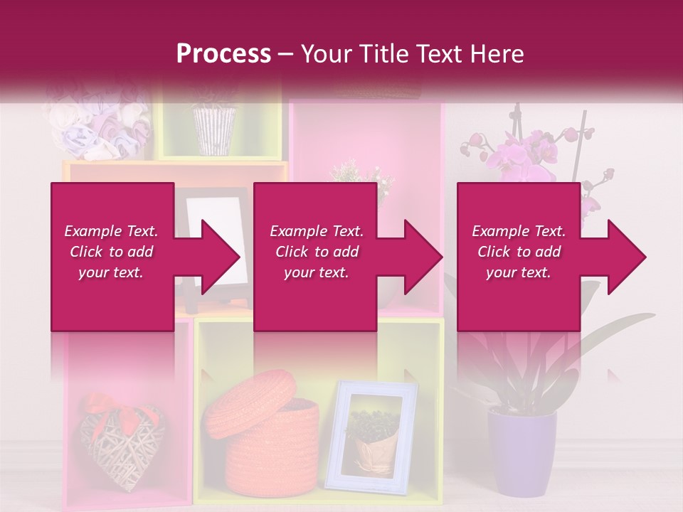 A Colorful Shelf With Flowers And A Vase On Top Of It PowerPoint Template