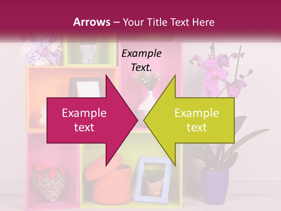 A Colorful Shelf With Flowers And A Vase On Top Of It PowerPoint Template