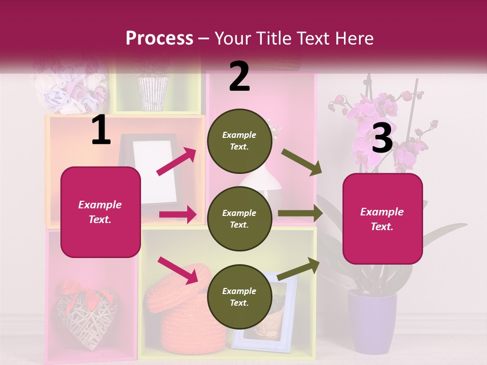 A Colorful Shelf With Flowers And A Vase On Top Of It PowerPoint Template