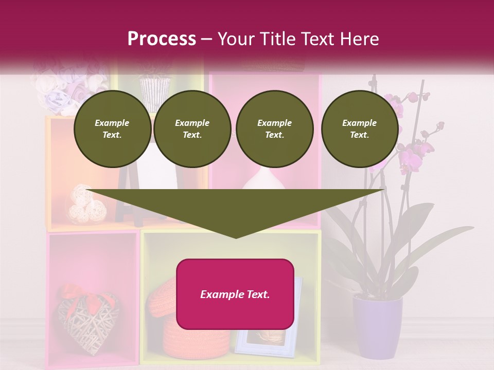 A Colorful Shelf With Flowers And A Vase On Top Of It PowerPoint Template