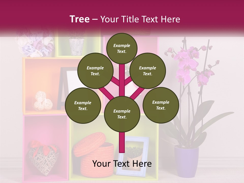 A Colorful Shelf With Flowers And A Vase On Top Of It PowerPoint Template