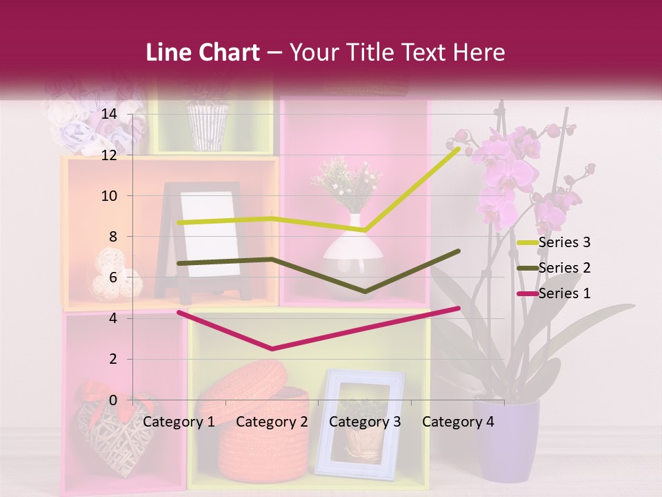 A Colorful Shelf With Flowers And A Vase On Top Of It PowerPoint Template