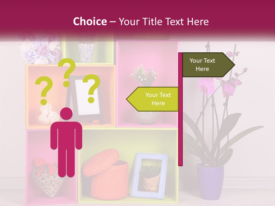 A Colorful Shelf With Flowers And A Vase On Top Of It PowerPoint Template