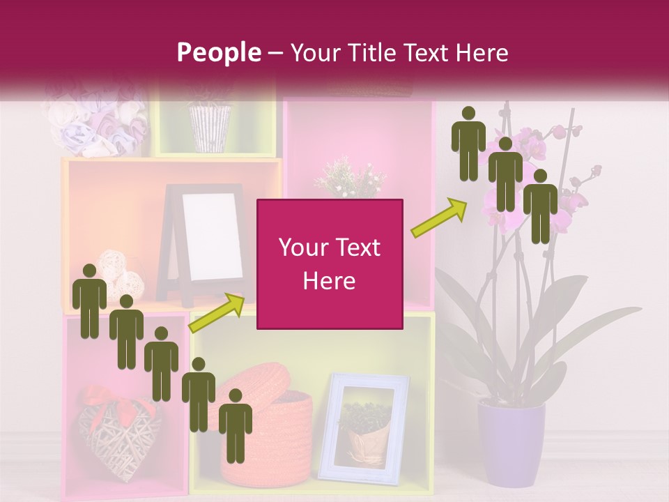 A Colorful Shelf With Flowers And A Vase On Top Of It PowerPoint Template