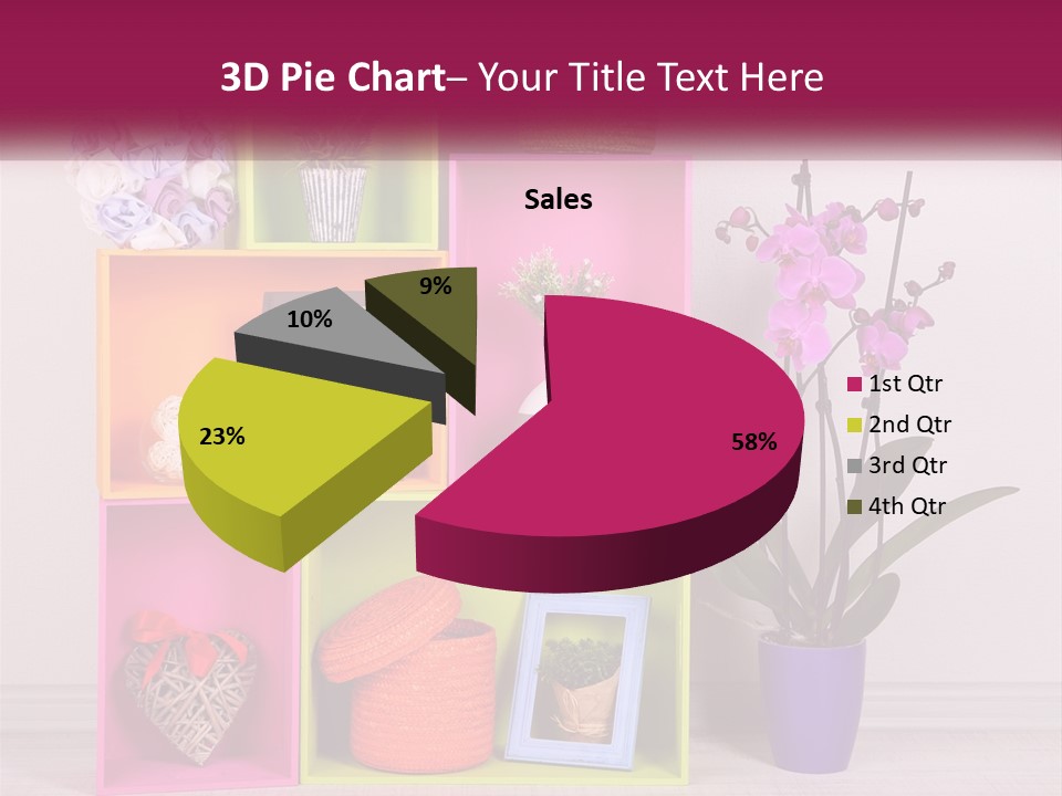 A Colorful Shelf With Flowers And A Vase On Top Of It PowerPoint Template