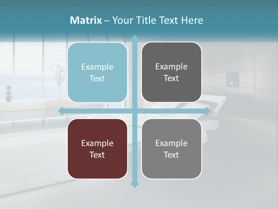 A Bedroom With A Large Bed And A Large Window PowerPoint Template