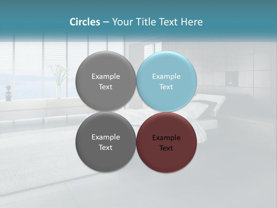 A Bedroom With A Large Bed And A Large Window PowerPoint Template