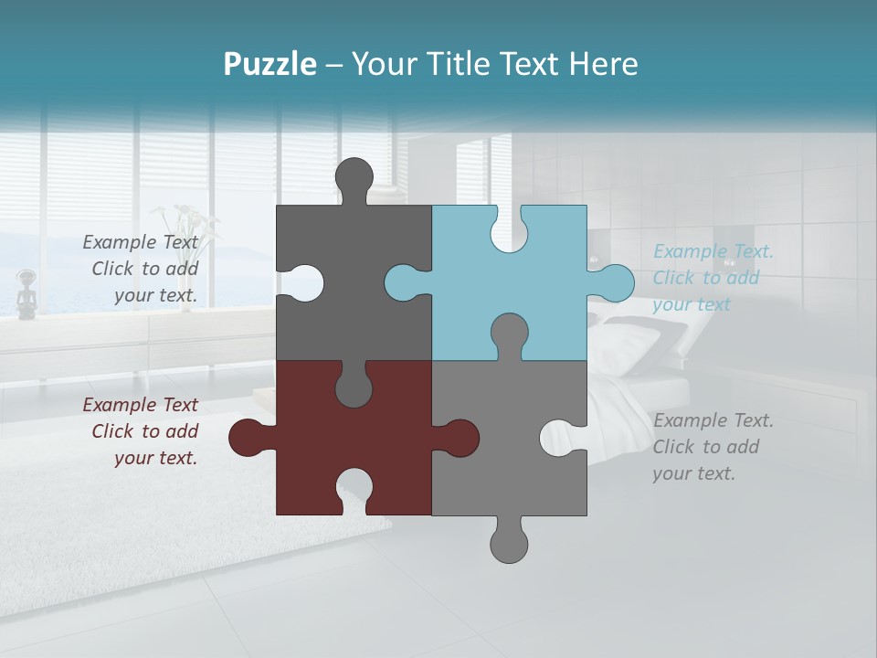 A Bedroom With A Large Bed And A Large Window PowerPoint Template