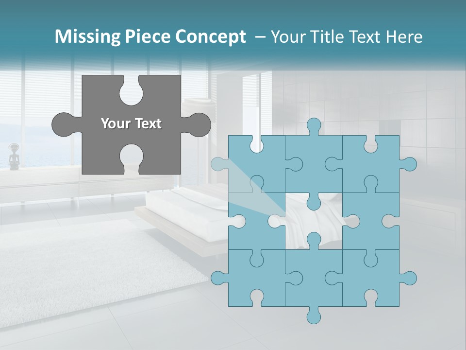 A Bedroom With A Large Bed And A Large Window PowerPoint Template