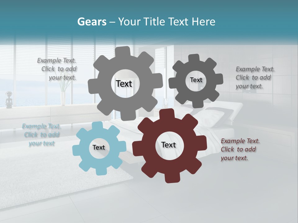 A Bedroom With A Large Bed And A Large Window PowerPoint Template
